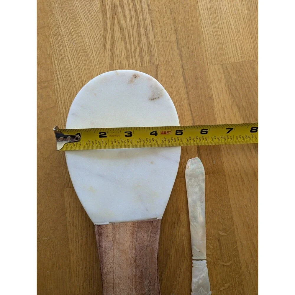Marble & Wood Spoon Rest With Knife Cottagecore